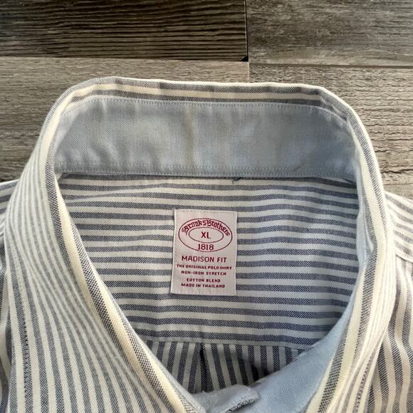 Vintage Brooks Brothers Striped Embroidered  Buttoned Dress Shirt Madison Fit - Picture 4 of 7